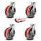 Service Caster 12'' Heavy Duty Red Poly on Cast Iron Swivel Caster Set with Brakes, 4PK CRAN-SCC-KP92S1230-PUR-RS-SLB-4 - alternate 3